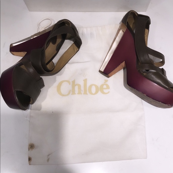Chloe olive Platform wedge heels - Picture 9 of 10